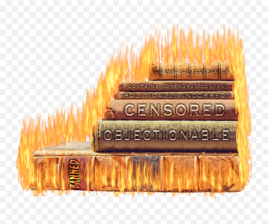 Censorship Banned Forbidden Transparent Isolated - Burning Books Transparent Emoji,Emoji Party Favors