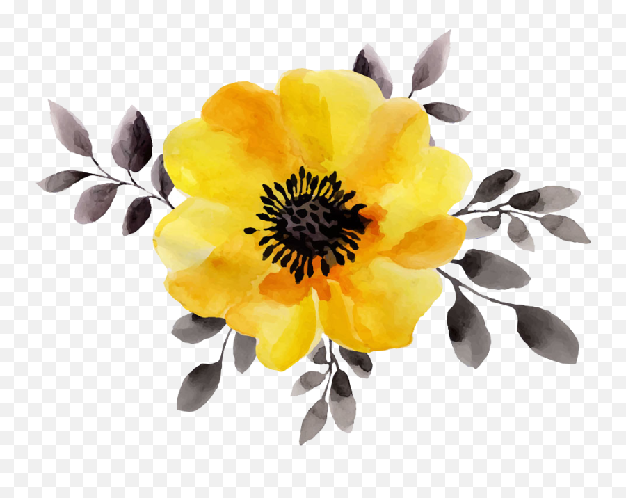 Flower Yellow Watercolor Painting Stock - Watercolor Yellow Flower Clipart Emoji,Yellow Flower Emoji