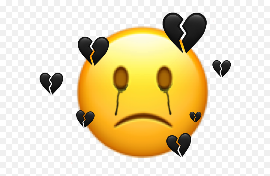 Freetoedit Sticker Emoji Sad Broken Black Mood Smiley - Broken Emoji,Mood Emoji