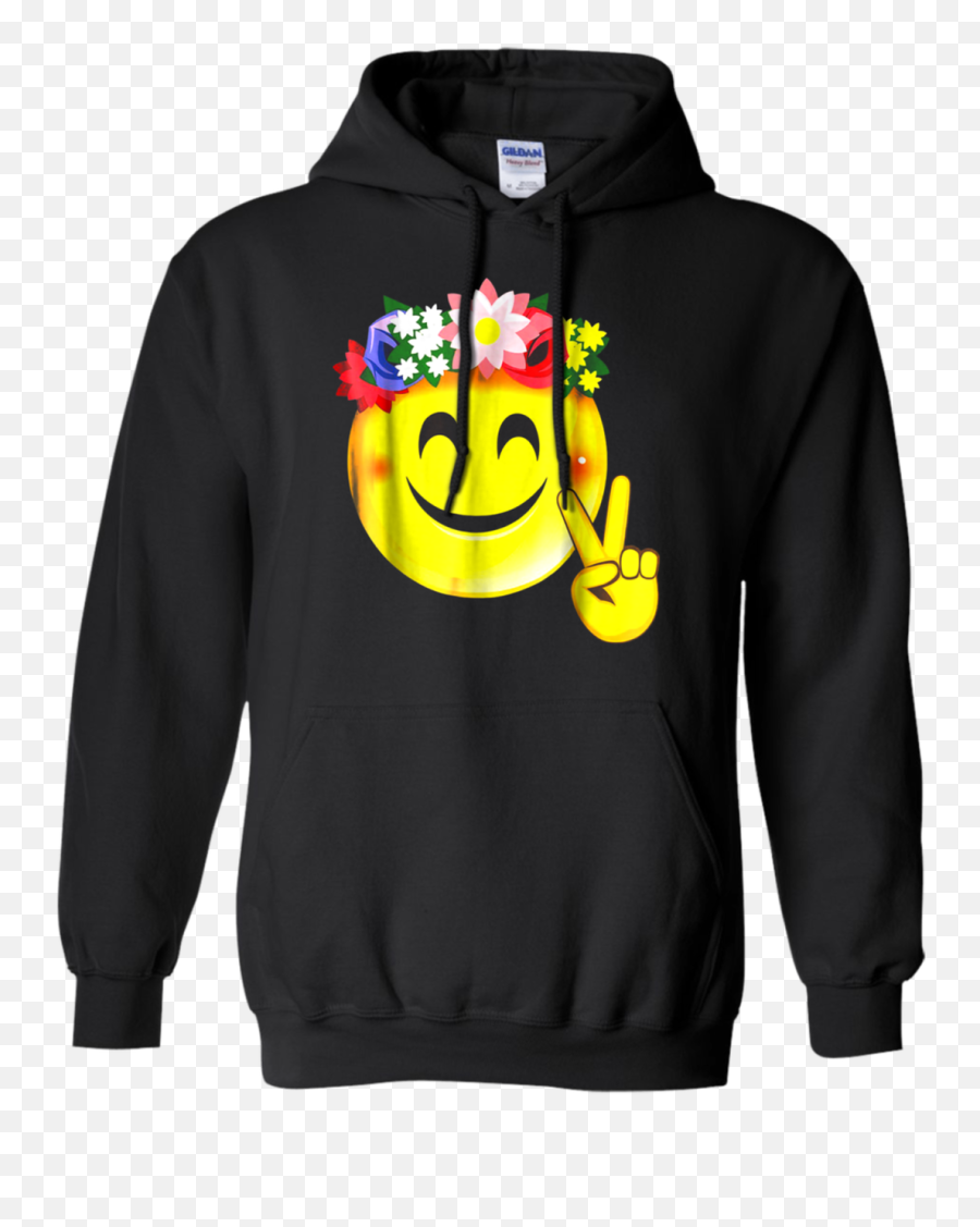 Hippie Flower Power Crown Smiley Peace Sign Emoji Hoodie - Los Angeles Dodgers Black Hoodies With Sugar Skull,Emoji Peace Sign