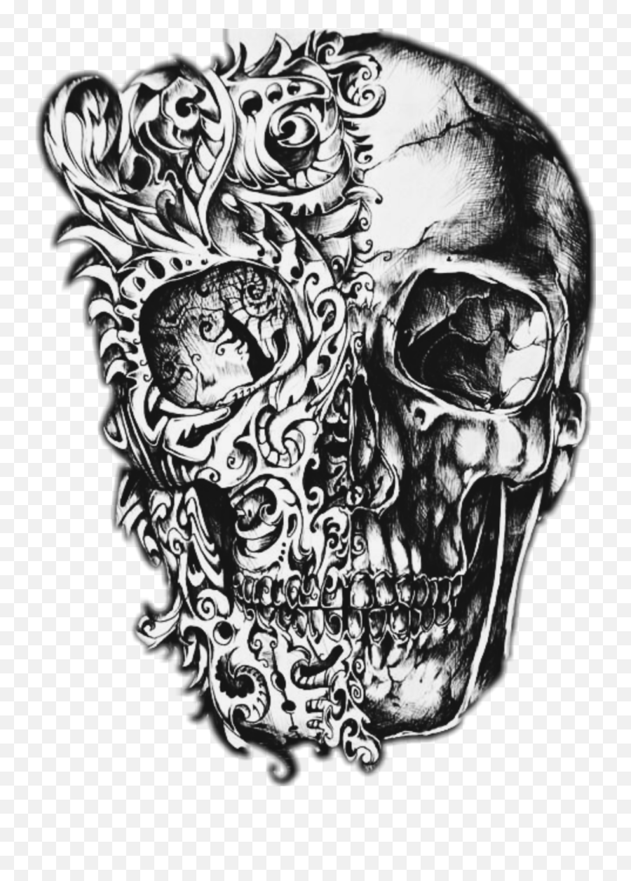 Dead Death Skull Grey Blackandwhite Sticker By Marras - Randy Orton Tatoo Design Emoji,Death Skull Emoji