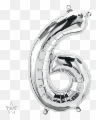 34 Number Age 66th Birthday - Six Silver Shape Foil Rose Gold Balloon Emoji
