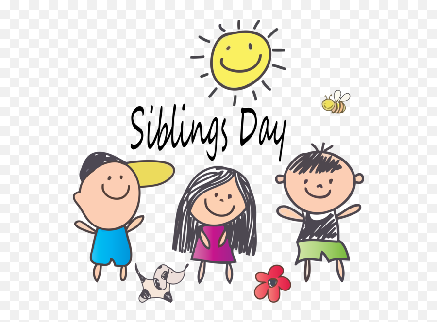 Siblings Day Cartoon People Happy For - Happy Siblings Day Emoji,Happy Father's Day Emoticons
