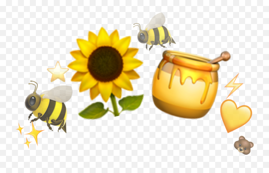 Crown Emoji Yellowcrown Bee Honey - Aesthetic Honey Bear Emojis Png,Honey Emoji