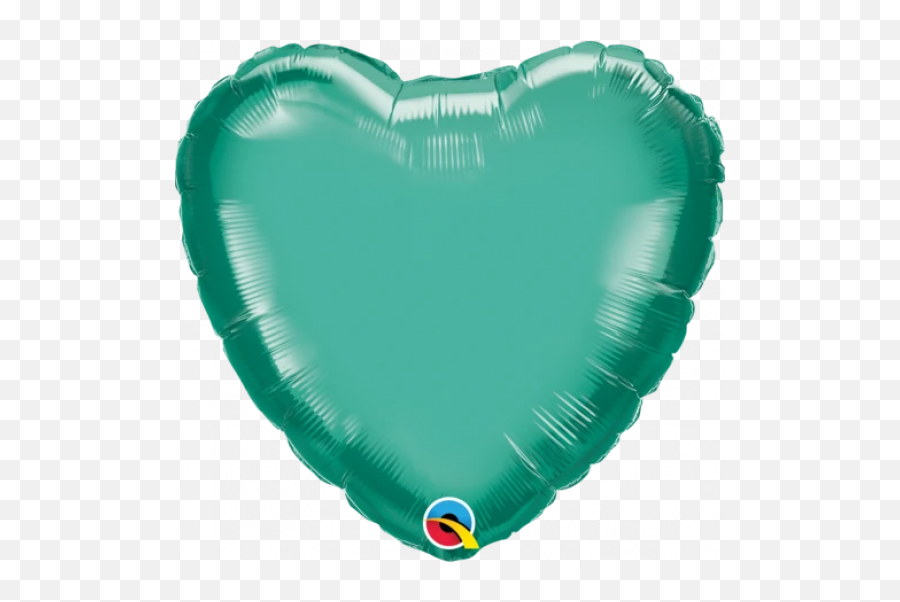 Qualatex Foil Solid Colour Heart 45cm 18 Chrome Green Unpackaged - Balloon Emoji,Heart Emoji Balloons