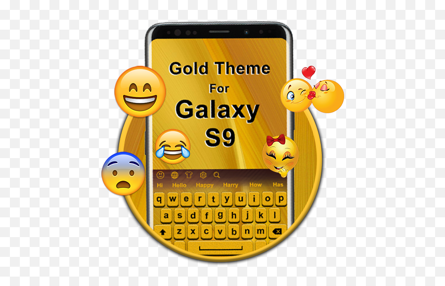 Gold Keyboard Theme For Galaxy S9 - Smiley Emoji,Samsung S9 Emoji Keyboard