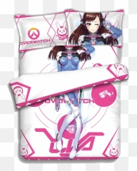 Japanese Anime Overwatch Bedding Sheet Sets Bedcover Pillow Case 4pcs - Dva Emoji