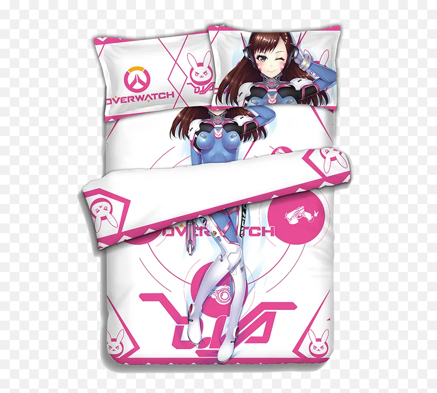 Japanese Anime Overwatch Bedding Sheet Bedding Sets Bedcover Pillow Case 4pcs - Dva Bed Emoji,Emoji Bedding