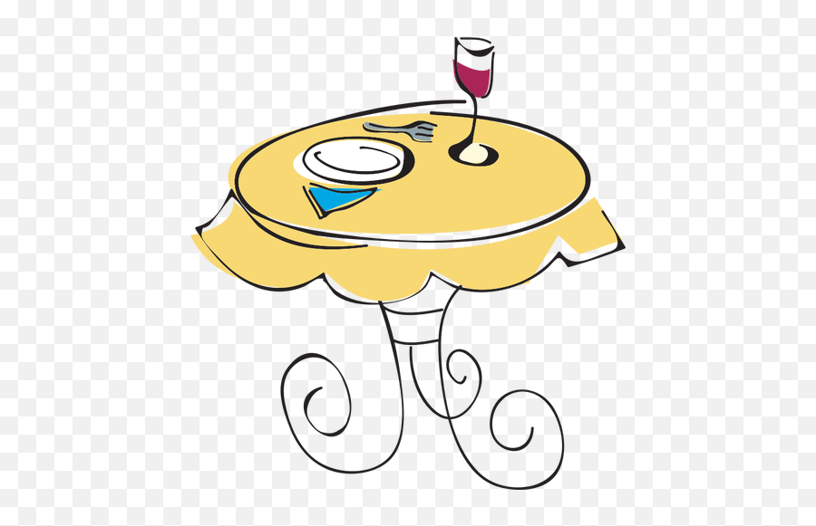 Cafe Table In Retro Style - Dinner Clipart Emoji,Party And Chicken Emoji