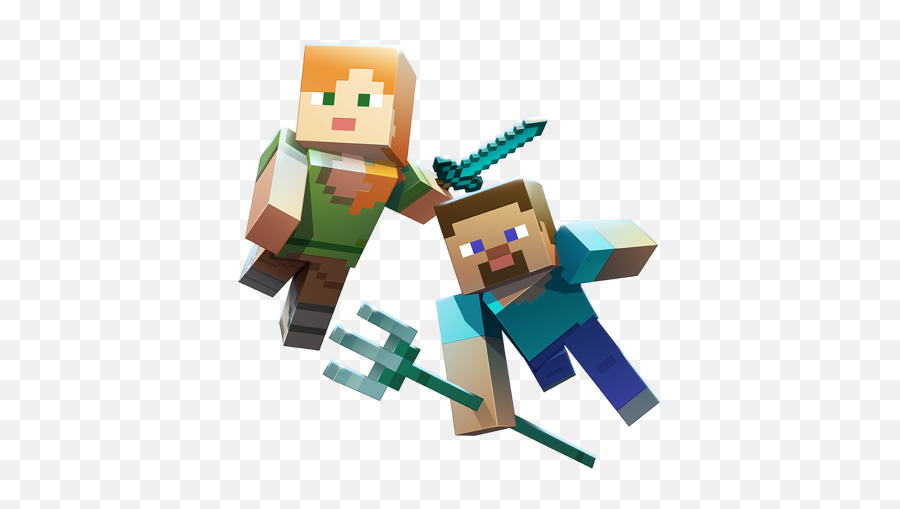 Minecraft Aquatic Steve Alex Trident Sword Diamond Game - Steve Alex Minecraft Png Emoji,Trident Emoji