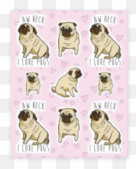 Aw Heck I Love Pugs Sticker Sheet - Emoji