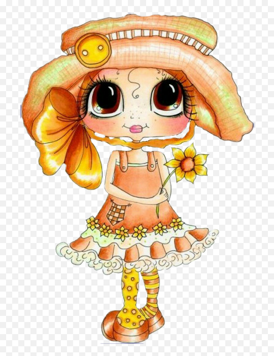 Big - Eyed Bonnet Sunflower Girl Sticker By Mindymae Muñecas De Ojos Grandes Para Colorear Emoji,Big Eyed Emoji