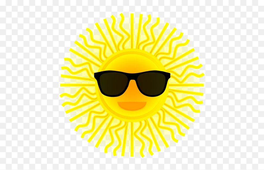 Sun With Sunglasses Vector Drawing - Sunglasses On The Sun Emoji,Sunglasses Emoji