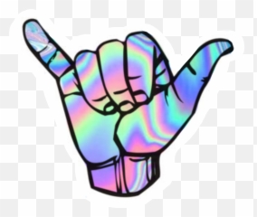 Holographic Shaka Hand - Pink Hang Loose Sticker Emoji,Shaka Emoji