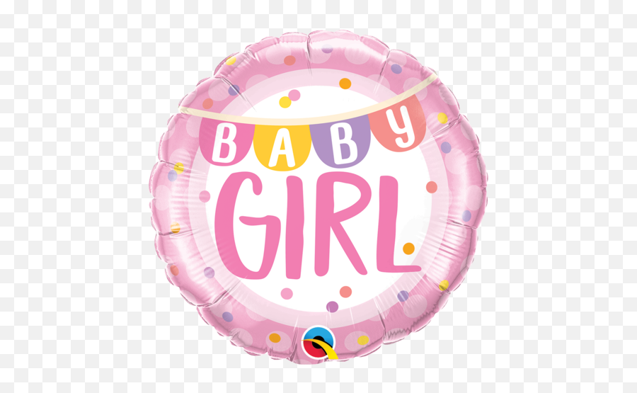 45cm Round Foil Baby Girl Banner U0026 Dots 85851 - Each Pkgd Baby Girl Balloon Qualatex Emoji,Baby Girl Emoji