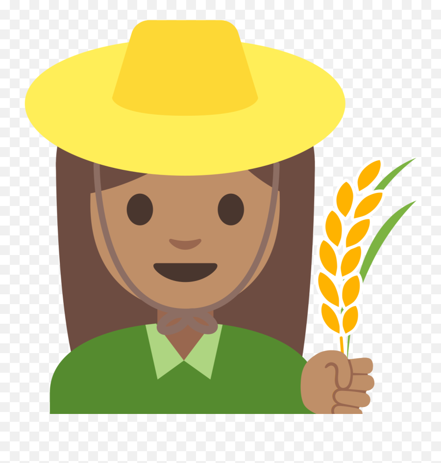 Fileemoji U1f469 1f3fd 200d 1f33esvg - Wikimedia Commons Google Emoji Farmer,Emoji Hat