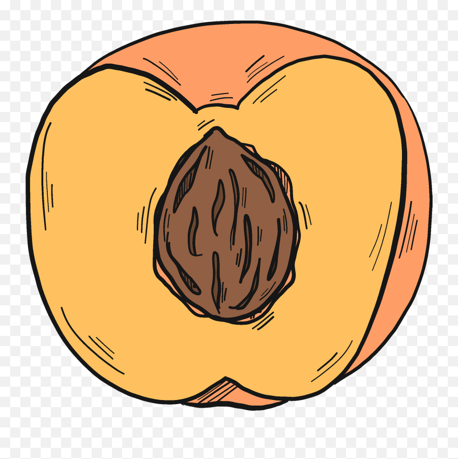 Half Peach With A Stone Clipart - Fresh Emoji,Peaches Emoji