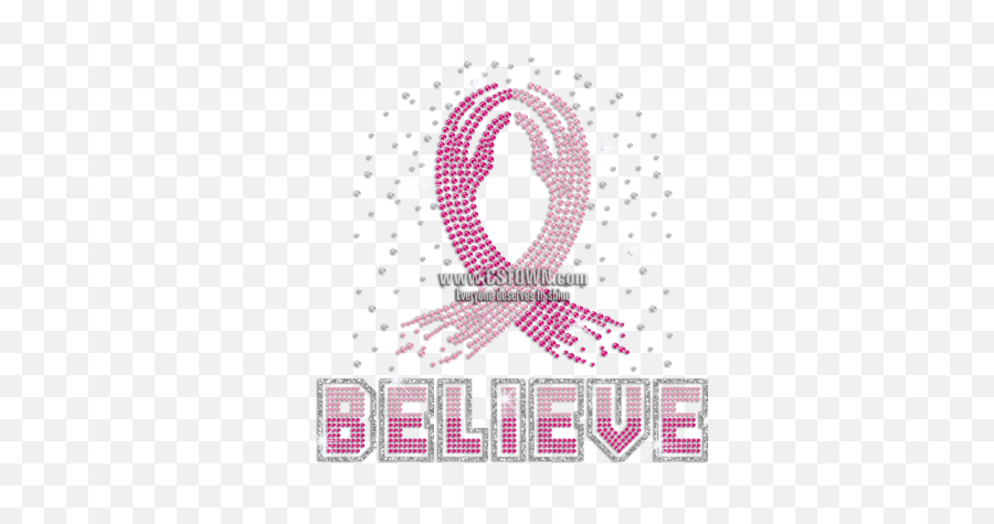 Believe With Pink Breast Cancer Ribbon - Cross Stitch Cancer Ribbon Pattern Emoji,Breast Cancer Ribbon Emoji