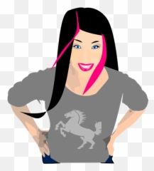 Black And Pink Hair Vector Graphics - Mom Cartoon Emoji