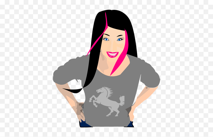 Black And Pink Hair Vector Graphics - Mom Black Hair Cartoon Emoji,Black Emoji With Blonde Hair