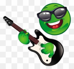Mq Green Rock Gitar Emoji Emojis - Smiley Face Playing Guitar,Emoji Guitar