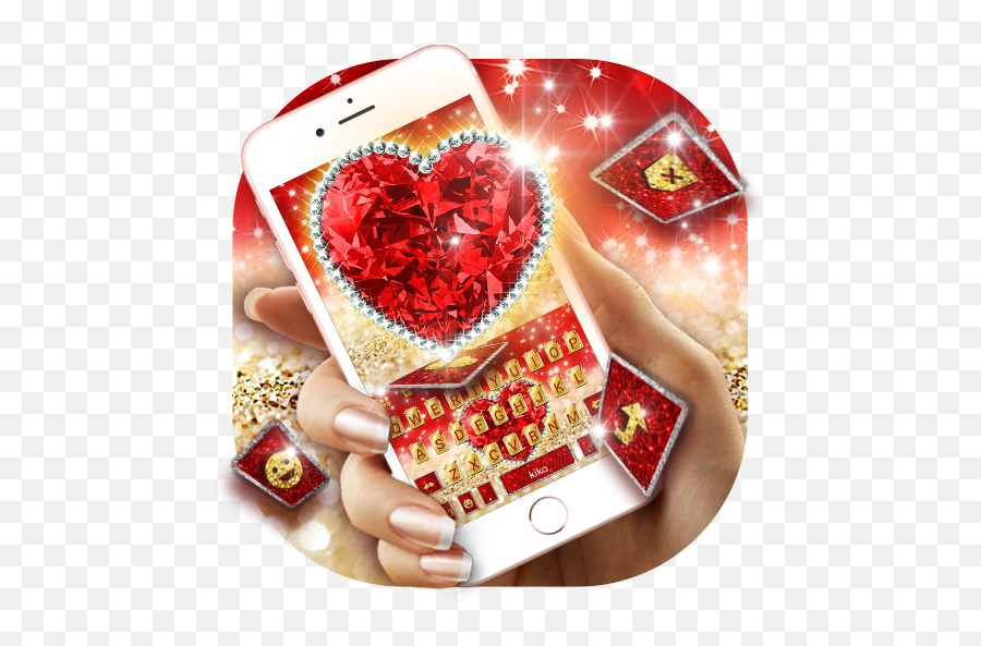 Golden Red Luxury Heart Keyboard Theme - Computer Keyboard Emoji,Emoji One For Kika