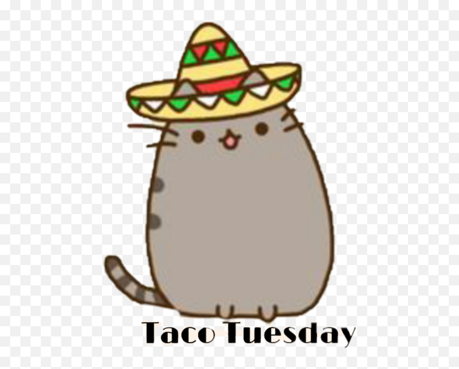 Cute Pusheen Cat Sticker Tuesday Taco - Cute Pusheen Cat Emoji,Mexican Hat Emoji
