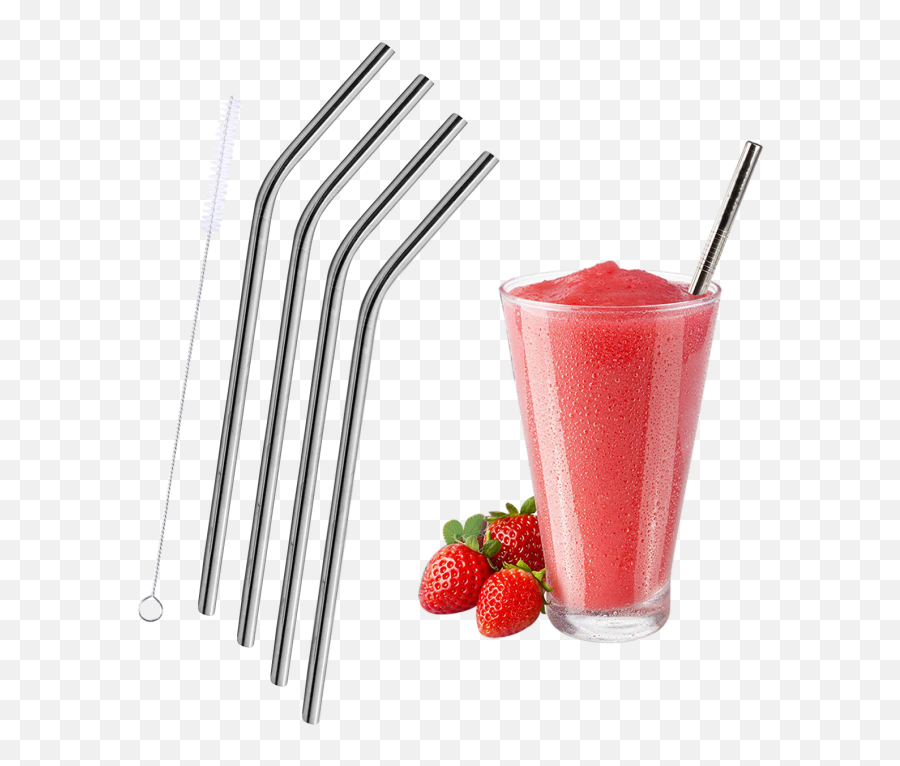 Stainless Steel Reusable Drinking Straws - Strawberry Smoothie White Background Emoji,Milkshake Emoji