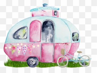 Watercolor Camper Rv Motorhome Trailer Tinyhouse Pink - Watercolor Camper Emoji,Camper Emoji