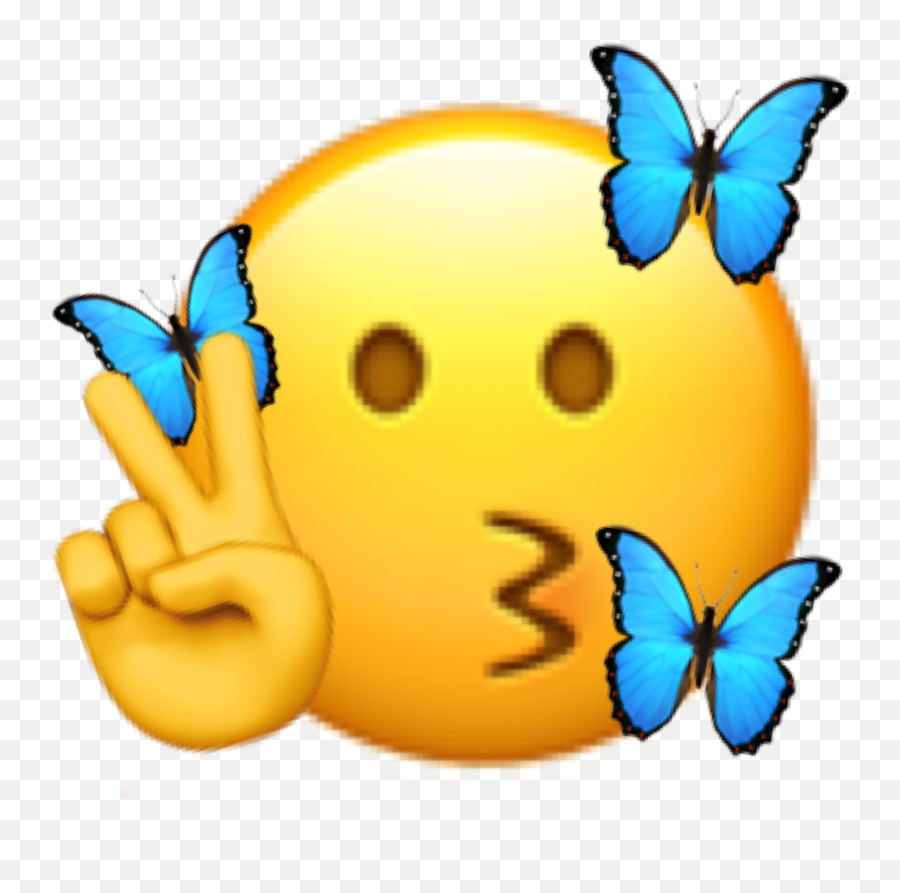 Emoji Butterfly Peace Akward Sticker - Happy,Butterfly Emoticon