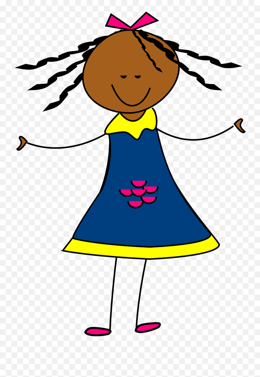 Happy Girl Child Kid Smile - Doll Clip Art Emoji,Emoticon Dress