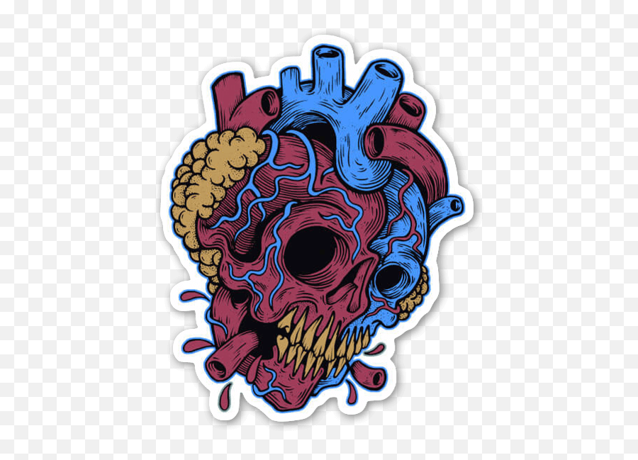 Skullheart Sticker Graffiti Drawing Trash Art Emoji Drawings - Trippy,Trash Emoji