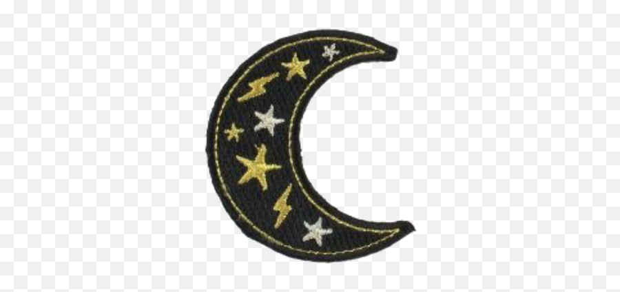 Cresent Moon Stars Patch Dark Sticker - Parche Luna Bordado Emoji,Cresent Emoji