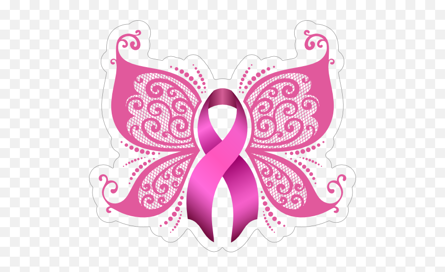 Breast Cancer Ribbon Butterfly Sticker - Pink Breast Cancer Butterfly Emoji,Breast Cancer Ribbon Emoji