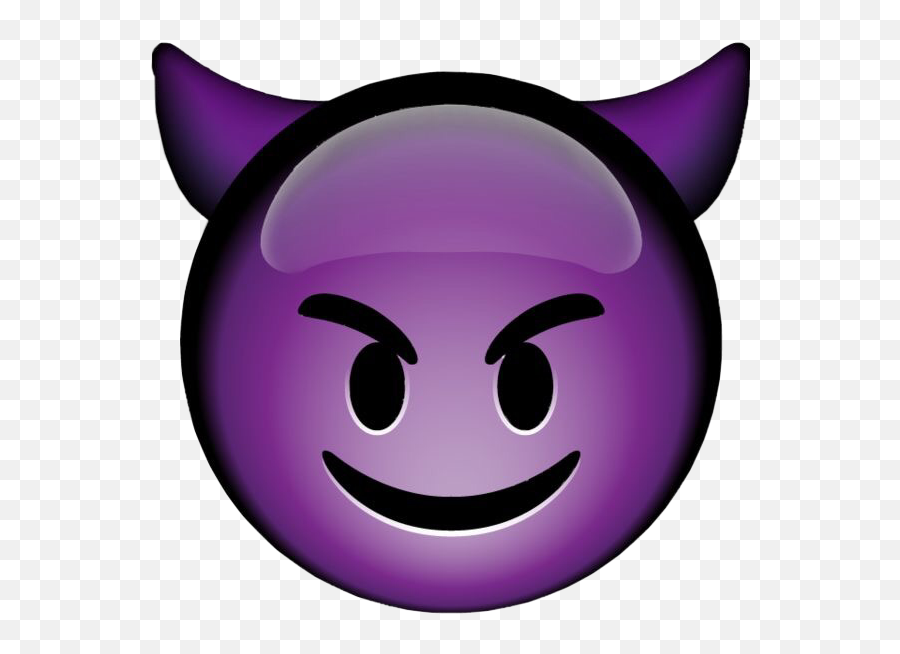 Purple Devious Smile Devilhorns Emoji - Devil Emoji,Devious Emoji