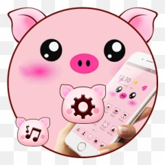 Pink Cartoon Piggy Kawaii Theme - Cute Pig Face Transparent Emoji,Miss Piggy Emoji