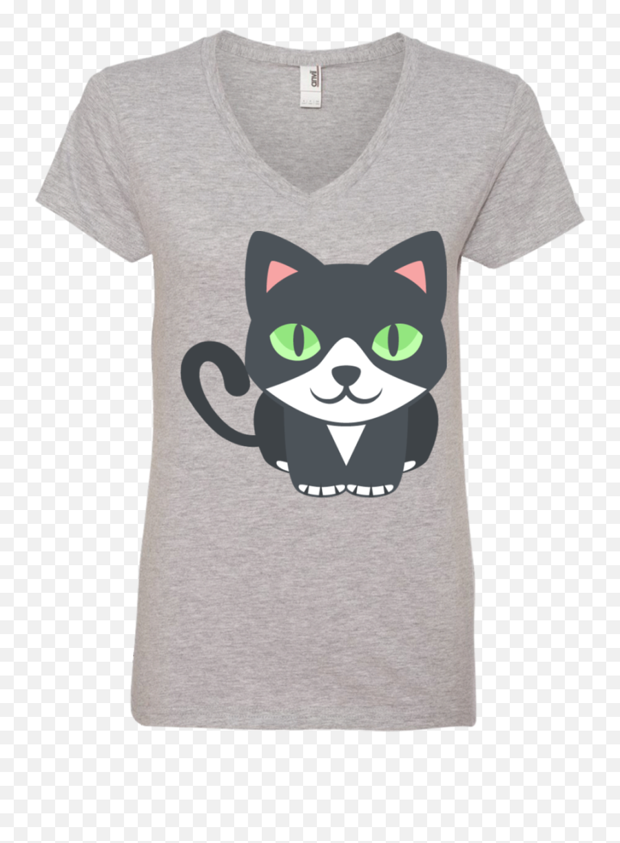 Cute Cat Emoji Ladies V - Well Read Woman Is A Dangerous Creature T Shirt,Grey Cat Emoji