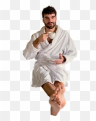 Man Dude Bathrobe Robe Coffee Morning - Karate Emoji,Emoji Bathrobe