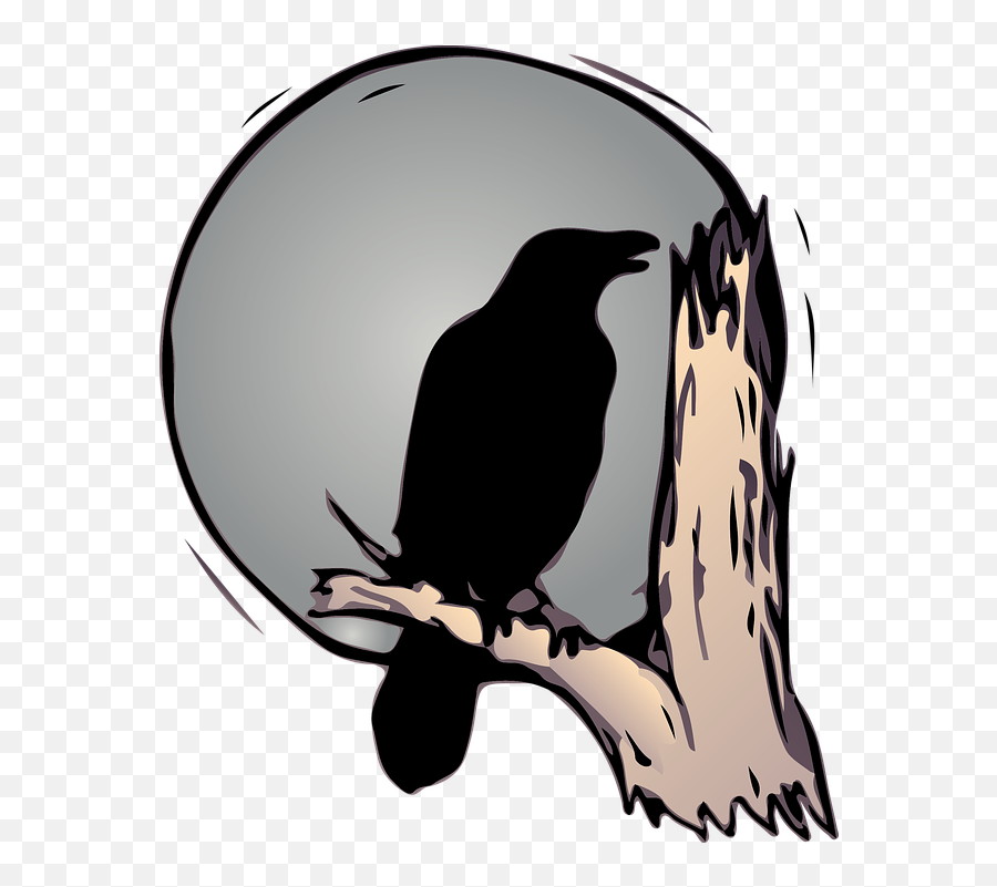 Raven Moon Black - Cartoon Crow Drawing Emoji,Fish Moon Emoji