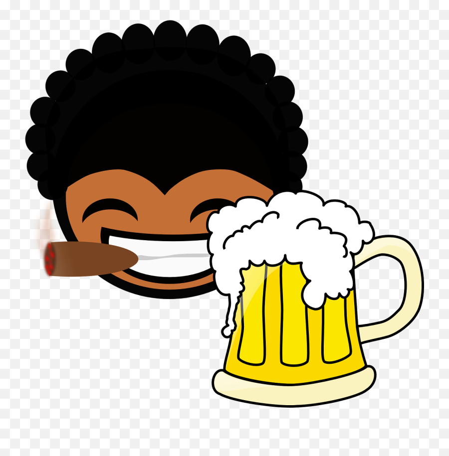 Black Man Beer Cigar Smoke - Beer Clip Art Emoji,Beer Moon Emoji