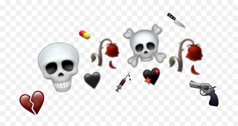 Emojis Heart Skull Knife Pill Rose - Emoji,Skull Emojis