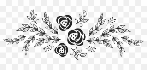 Flowers With Garland Rubber Stamp - Clipart Black And White Emoji