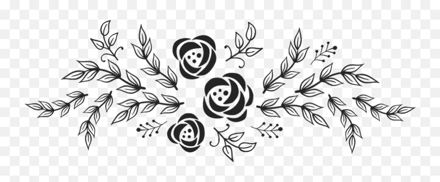 Flowers With Garland Rubber Stamp - Flower Garland Clipart Black And White Emoji,Flower Emoji Text