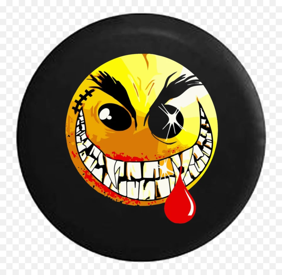 Smiley Face Dripping Blood Jeep Camper - Evil Smiley Face Emoji,Crazy Emoticon Face