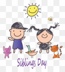 Siblings Day Cartoon Sharing Celebrating For Happy Siblings - Happy National Siblings Day 2020 Emoji,Fish Emoticon