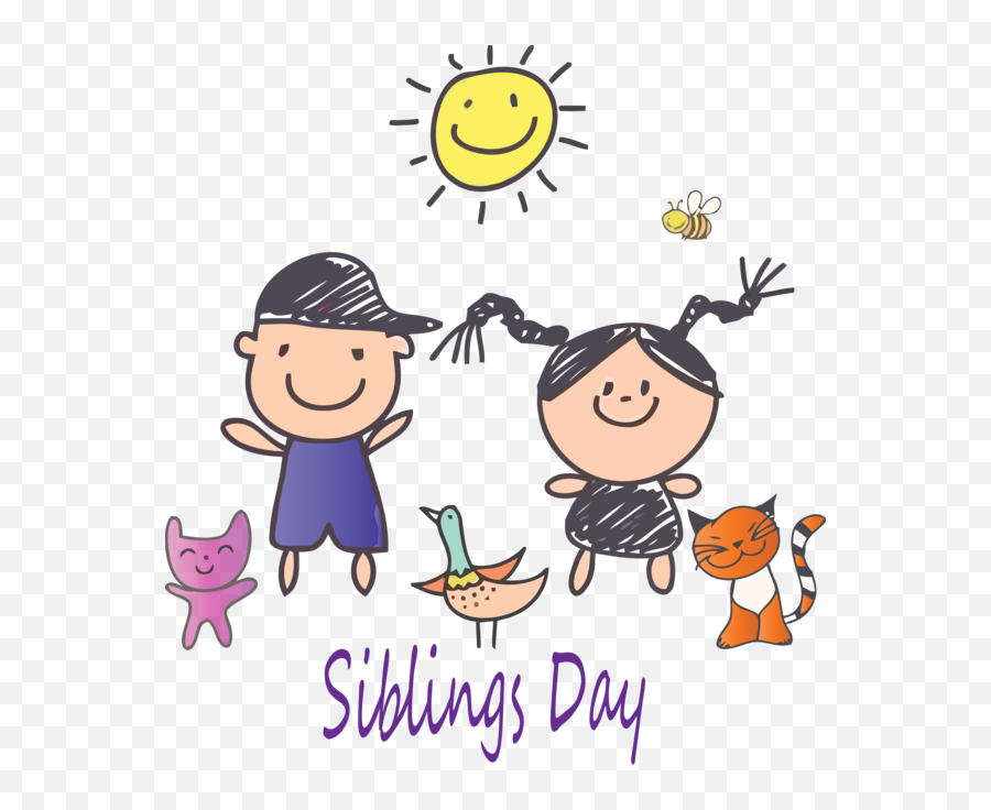Siblings Day Cartoon Sharing Celebrating For Happy Siblings - Happy National Siblings Day 2020 Emoji,Fish Emoticon
