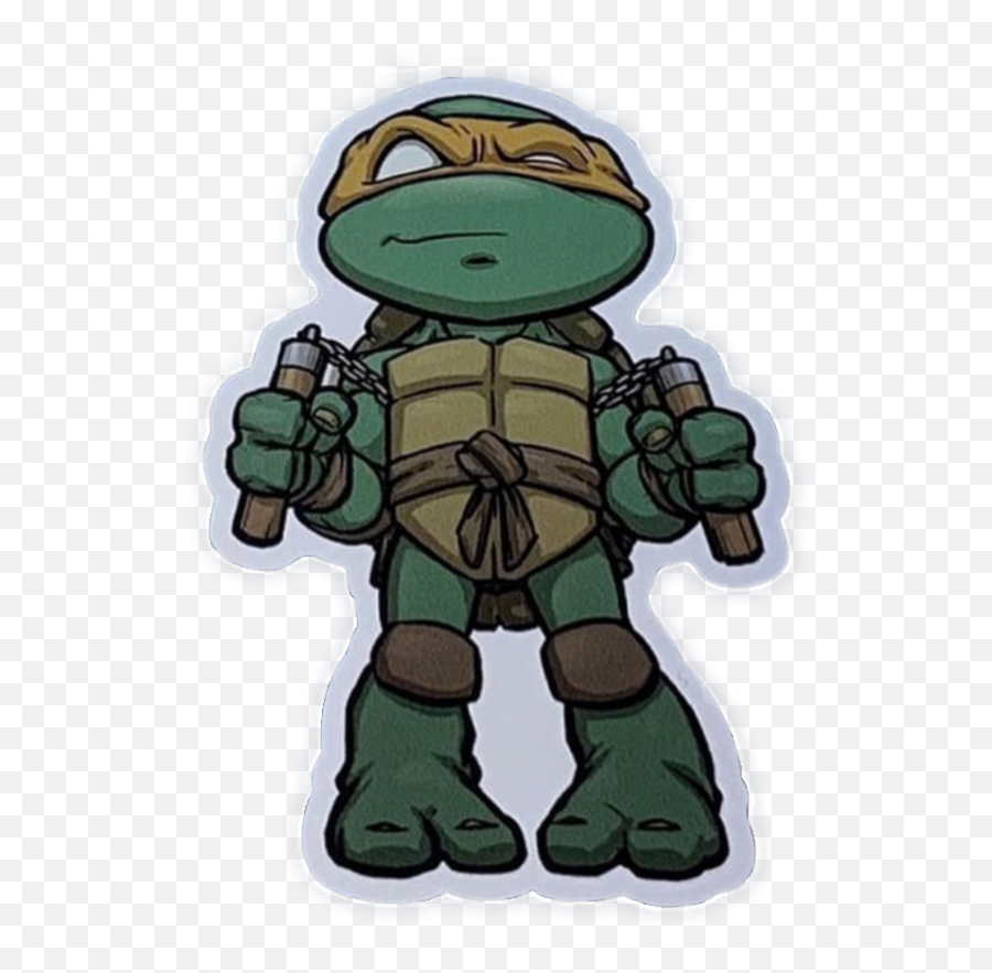 Ninja Turtles Michaelangelo Nun Chucks - Michelangelo Ninja Turtle Drawing Emoji,Ninja Turtles Emoji