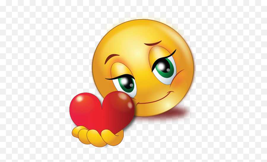 Holding Heart Emoji - Smiley Heart Emoji,Yellow Heart Emoji