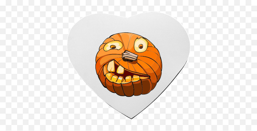 Heart - Shaped Mousepad With Printing Bad Teeth Pumpkin Cartoon Emoji,Pumpkin Emoticon