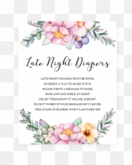 Girl Baby Shower Late Night Diapers - Free Printable Messages Emoji